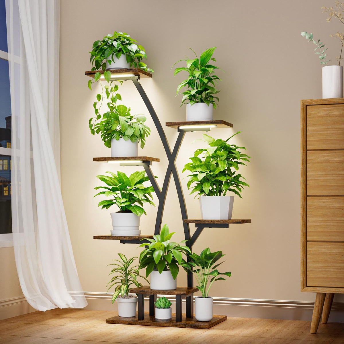 EVAWOO tree-shaped seven-tier stand for decorative plant display.