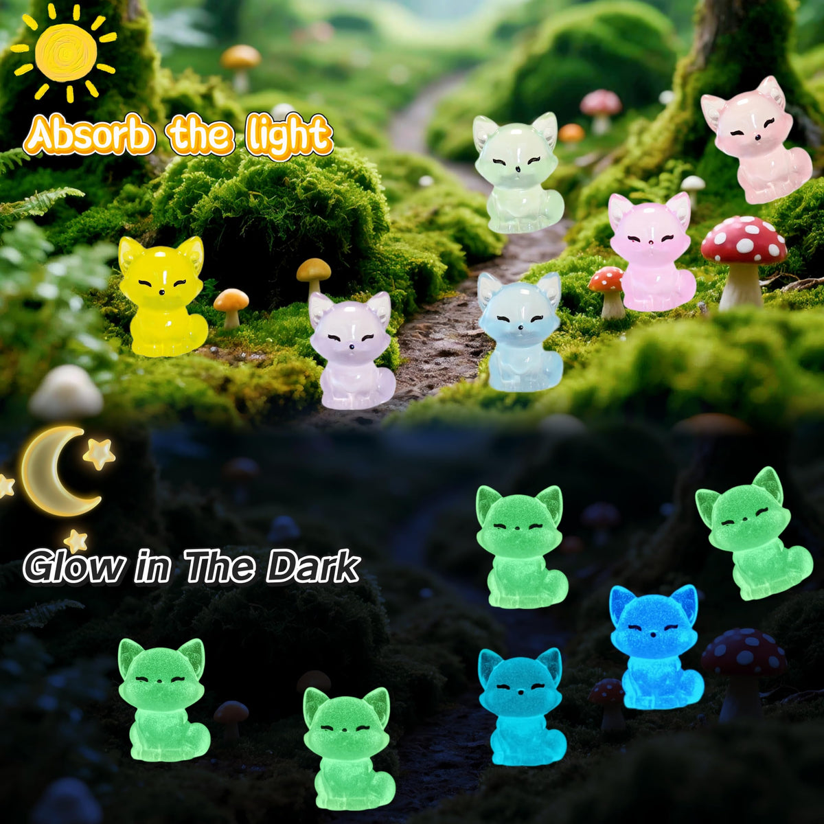 Mini fox diorama accents ideal for dollhouses and terrariums.