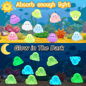 EVDERS purple luminous mini octopus figurine enhances garden miniatures at night