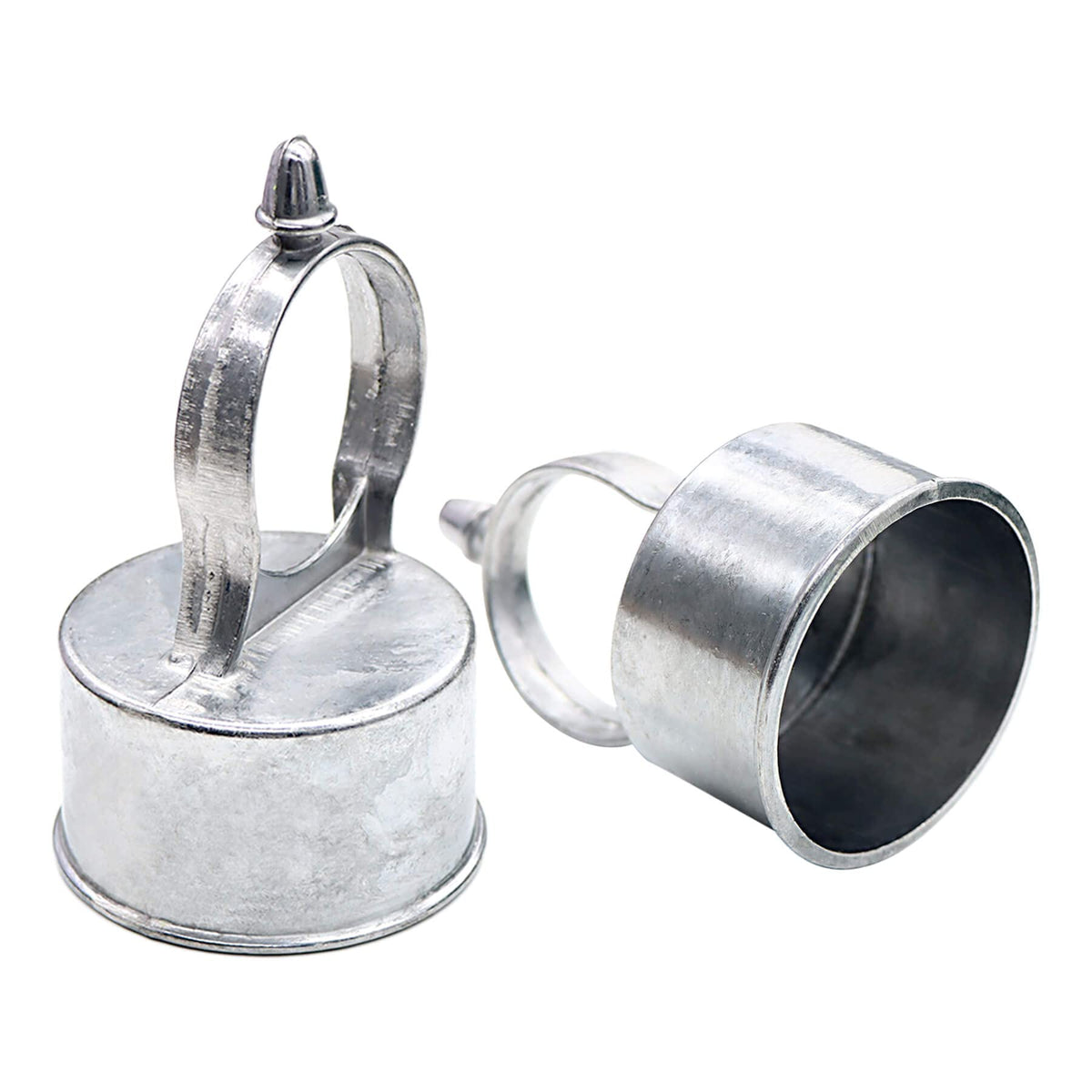 Evecad eye-top loop cap on a 2-3/8 inch fence post for rust resistance