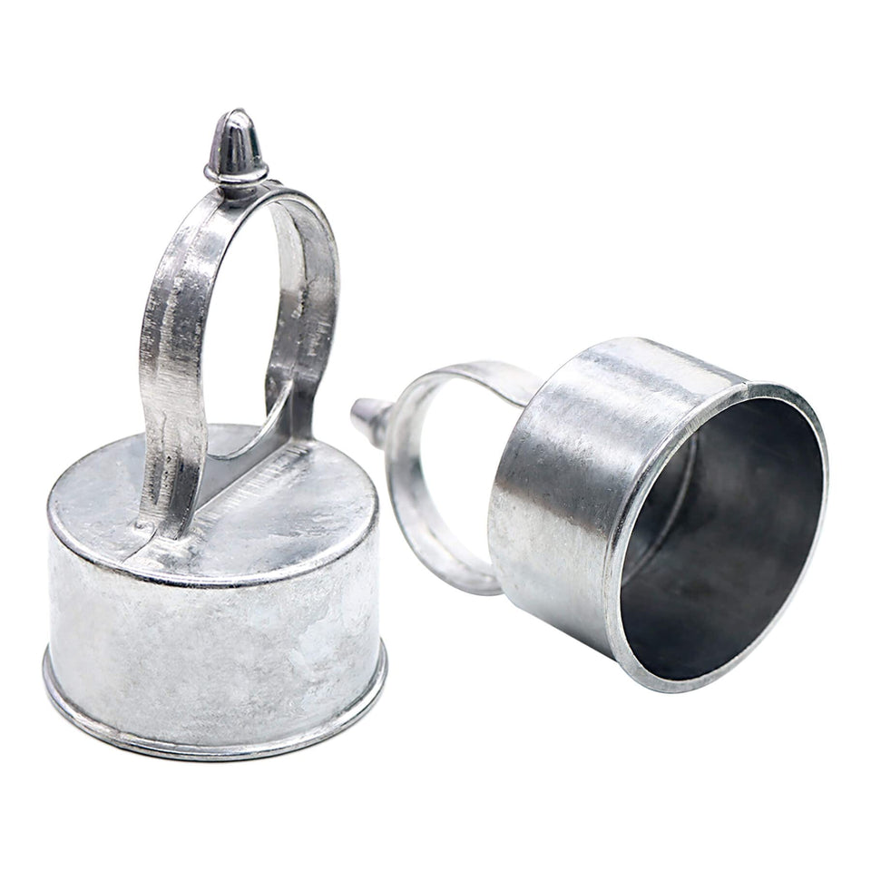 Evecad eye-top loop cap on a 2-3/8 inch fence post for rust resistance