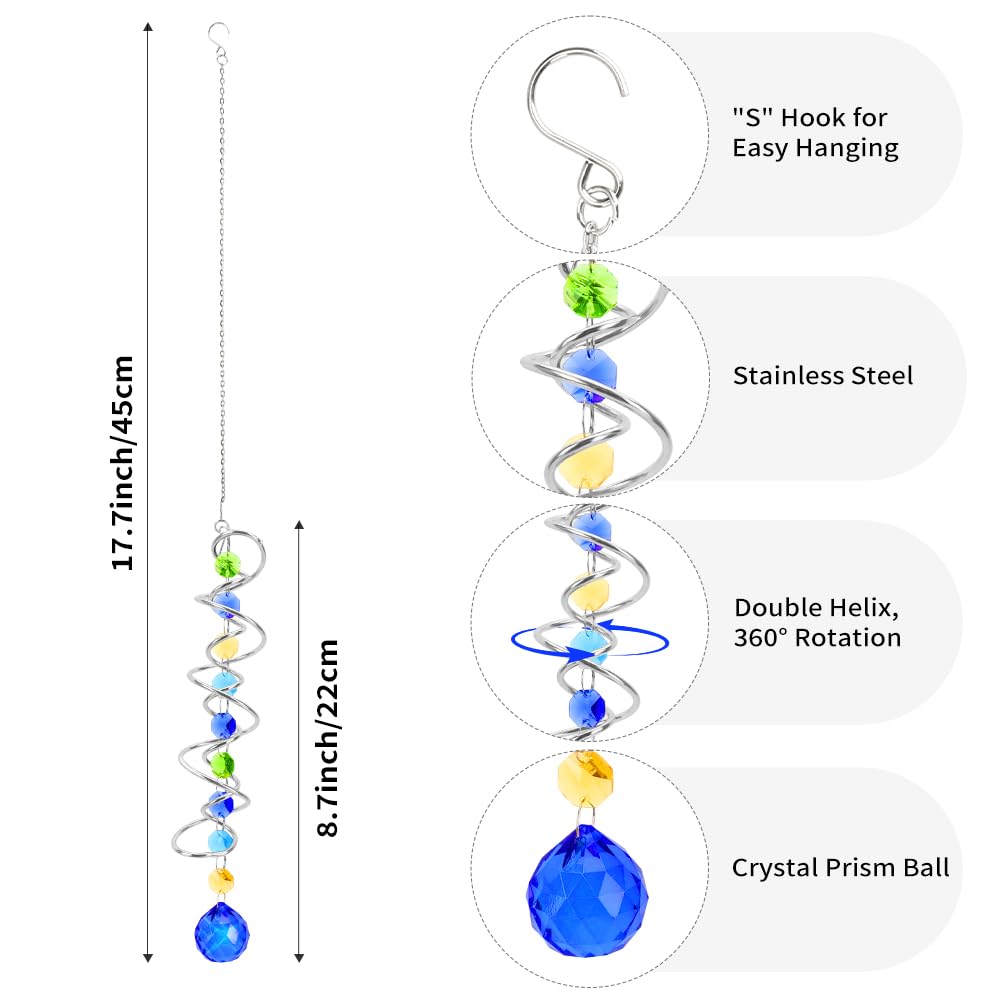 Evechole blue crystal ball with nine octagonal crystals casts shimmering hues