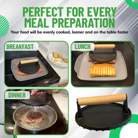 Evelots cast iron withstands seasoning care for long-lasting use.