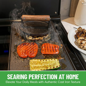 Evelots cast iron press versatile for quesadillas and melts.