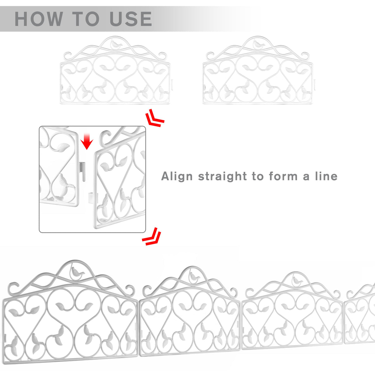 Evelyne white-finish border panel brightens sunny garden borders.