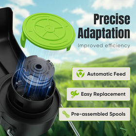 Eventronic 12 spools and 2 caps package extends lawn care options.