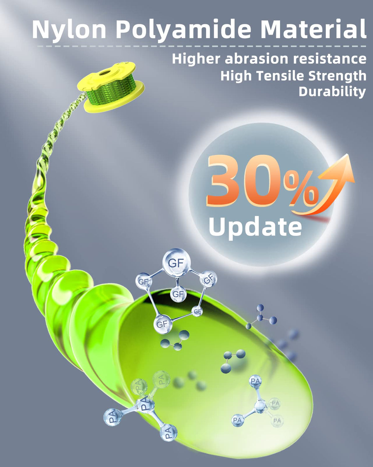 Reinforced PA6 glass fiber string delivers higher stiffness and heat resistance
