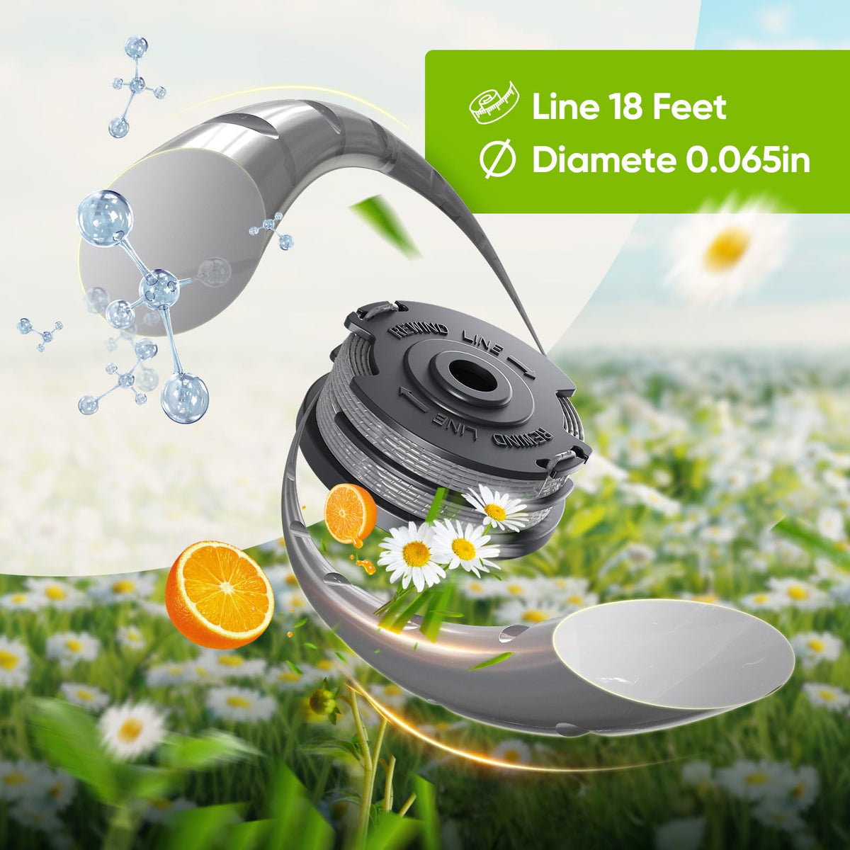 Eventronic preassembled spool design saves setup time during yard work.