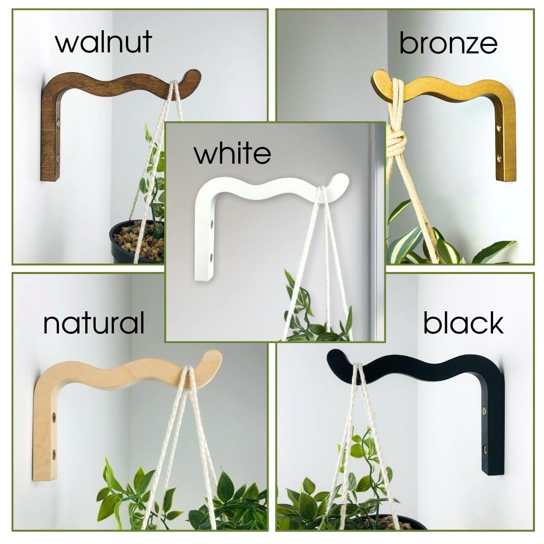 EvenWood bracket wall hanger with wave design for compact vertical plant displays.