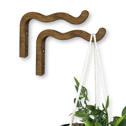 EvenWood wall planter wavy 6-inch walnut for stylish indoor greenery.
