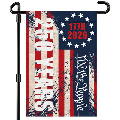 Eveqora 250th anniversary flag front view with vivid patriotic motifs for outdoor display.