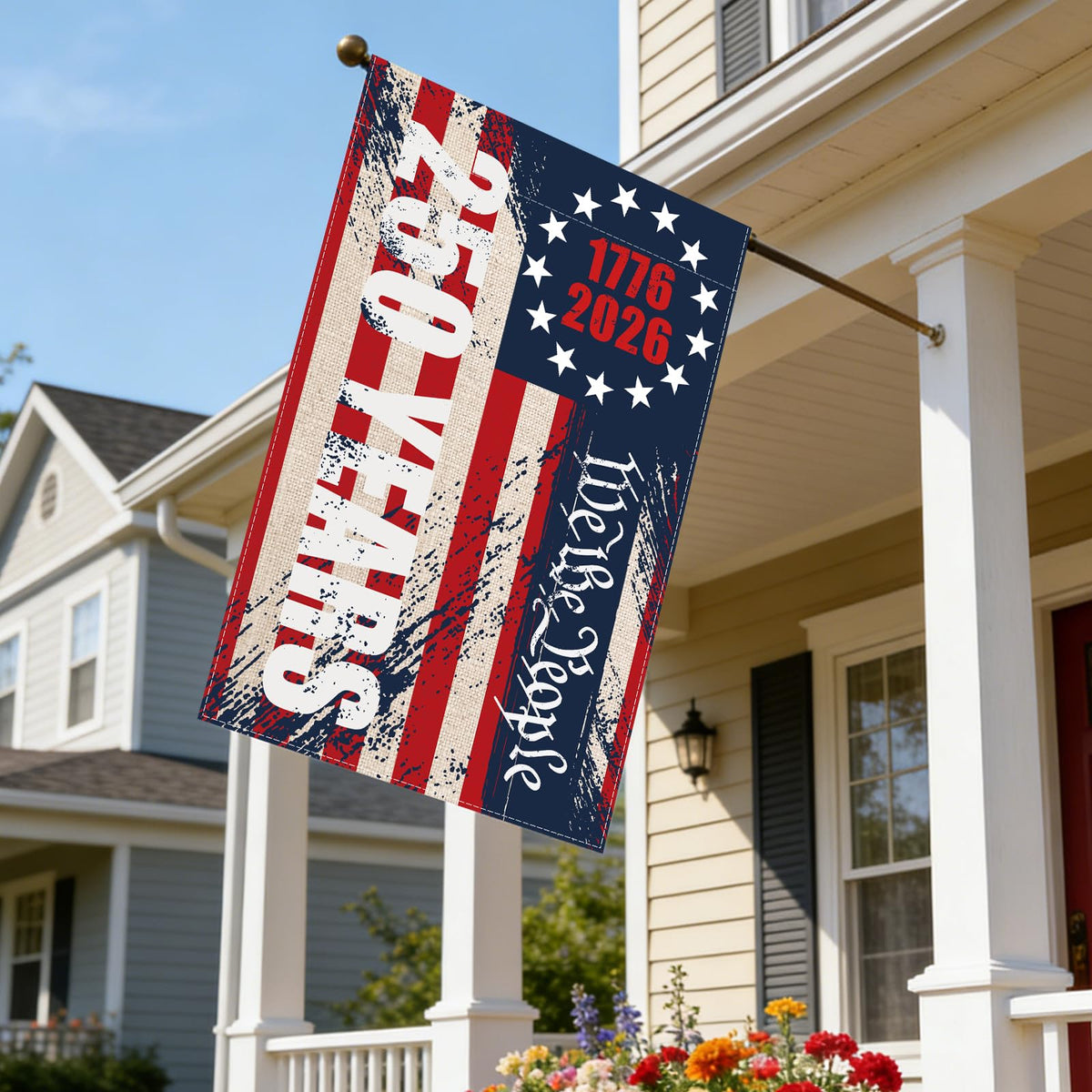 Eveqora 250th anniversary flag ideal for yards, gardens, pathways, and patios.