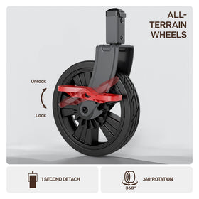 EVER ADVANCED cart front wheels rotate 360 degrees for agile navigation.