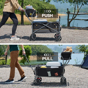 EVER ADVANCED cart features an integrated basket on the handle for essentials.