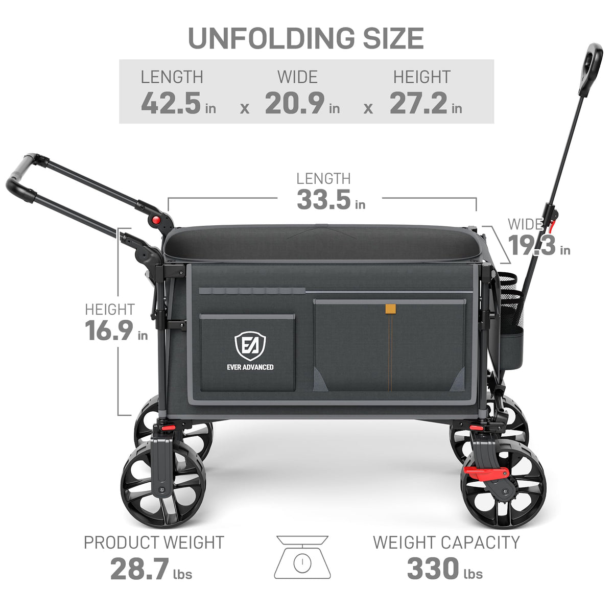 EVER ADVANCED folded-compact-storage fits through trunks and closets for easy transport.