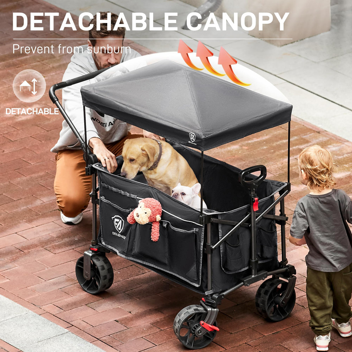 EVER ADVANCED wagon with adjustable handle for comfortable height.