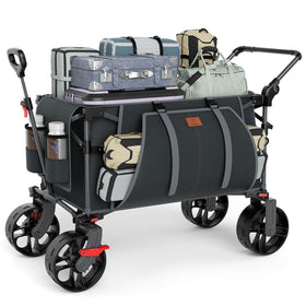 EVER ADVANCED folding wagon with push handle for effortless push and pull in daily errands.
