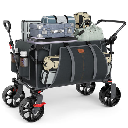 EVER ADVANCED folding wagon with push handle for effortless push and pull in daily errands.
