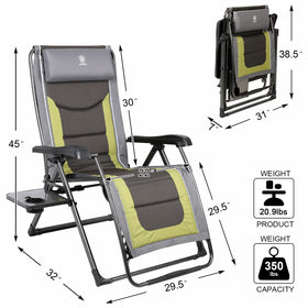 Ever Advanced locking system ensures secure positioning on olive green recliner