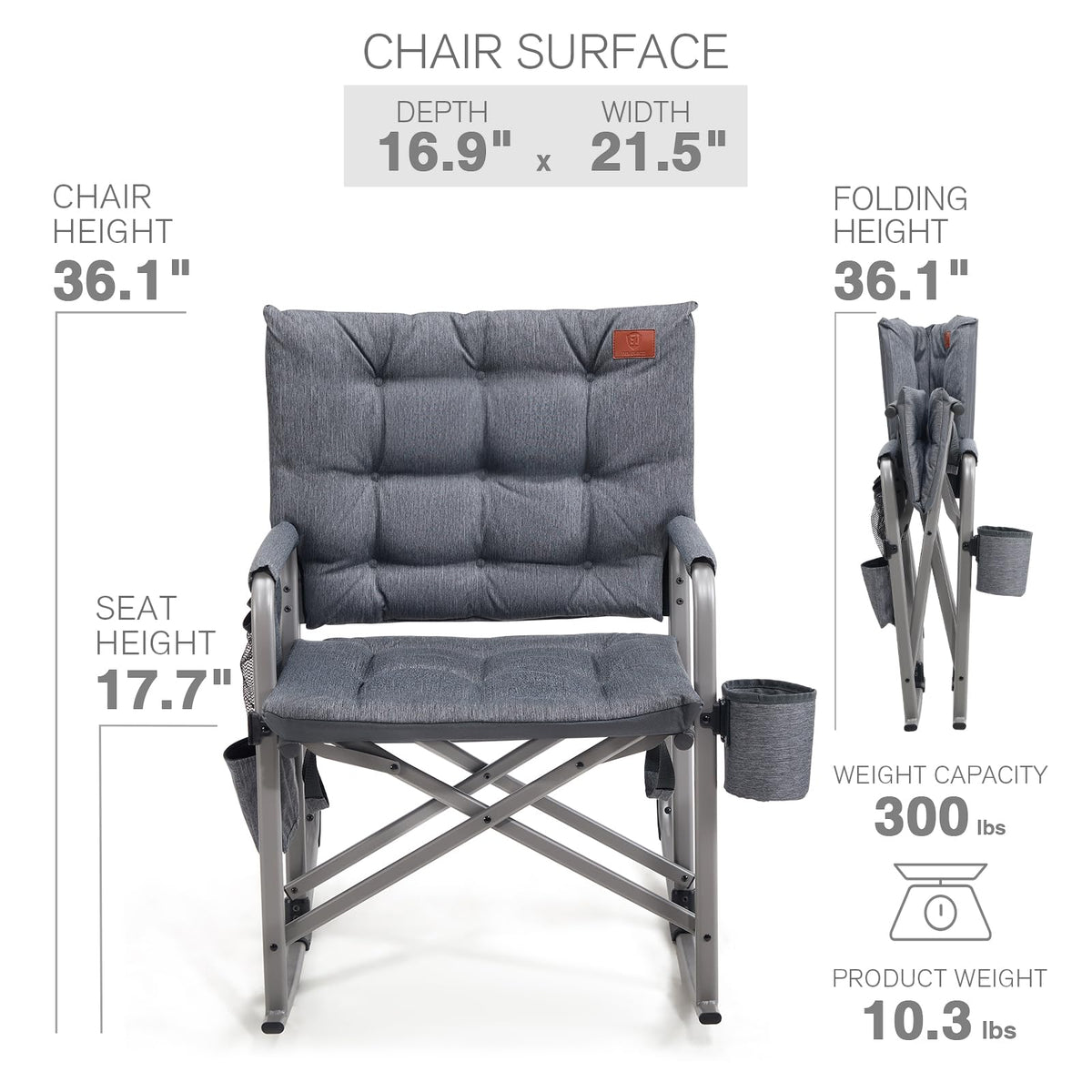 EVER ADVANCED rocking chair side pocket and cupholder for essentials.