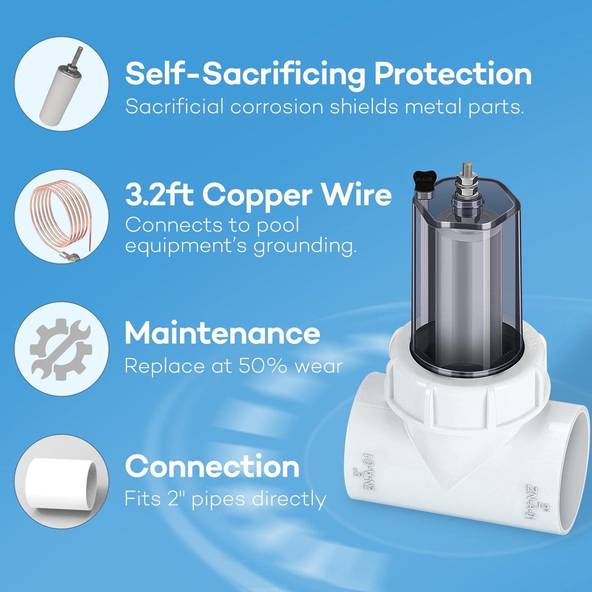 EverCrystal zinc anode seals ensure leak-free operation in saltwater pools