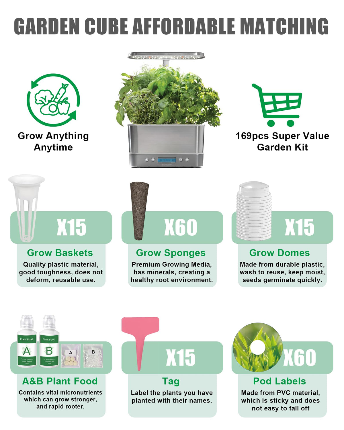Everecoo grow baskets image illustrates durable planting baskets for simple assembly.