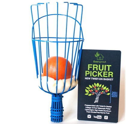 EVERSPROUT Twist-On basket attachment for quick secure fruit harvesting