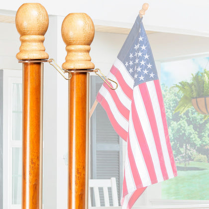 Evergreen Flag 56-inch solid wood flag pole with clip, ideal for durable outdoor flag displays