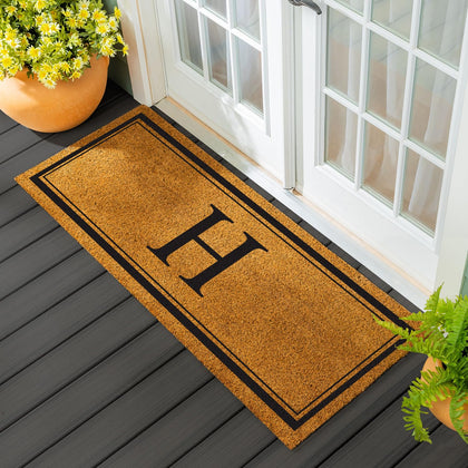 Evergreen Flag monogram doormat 60x24 front door, durable entryway rug for year-round use