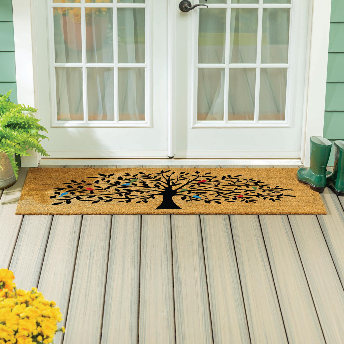 Evergreen Flag non-slip backing keeps mat steady on busy floors.
