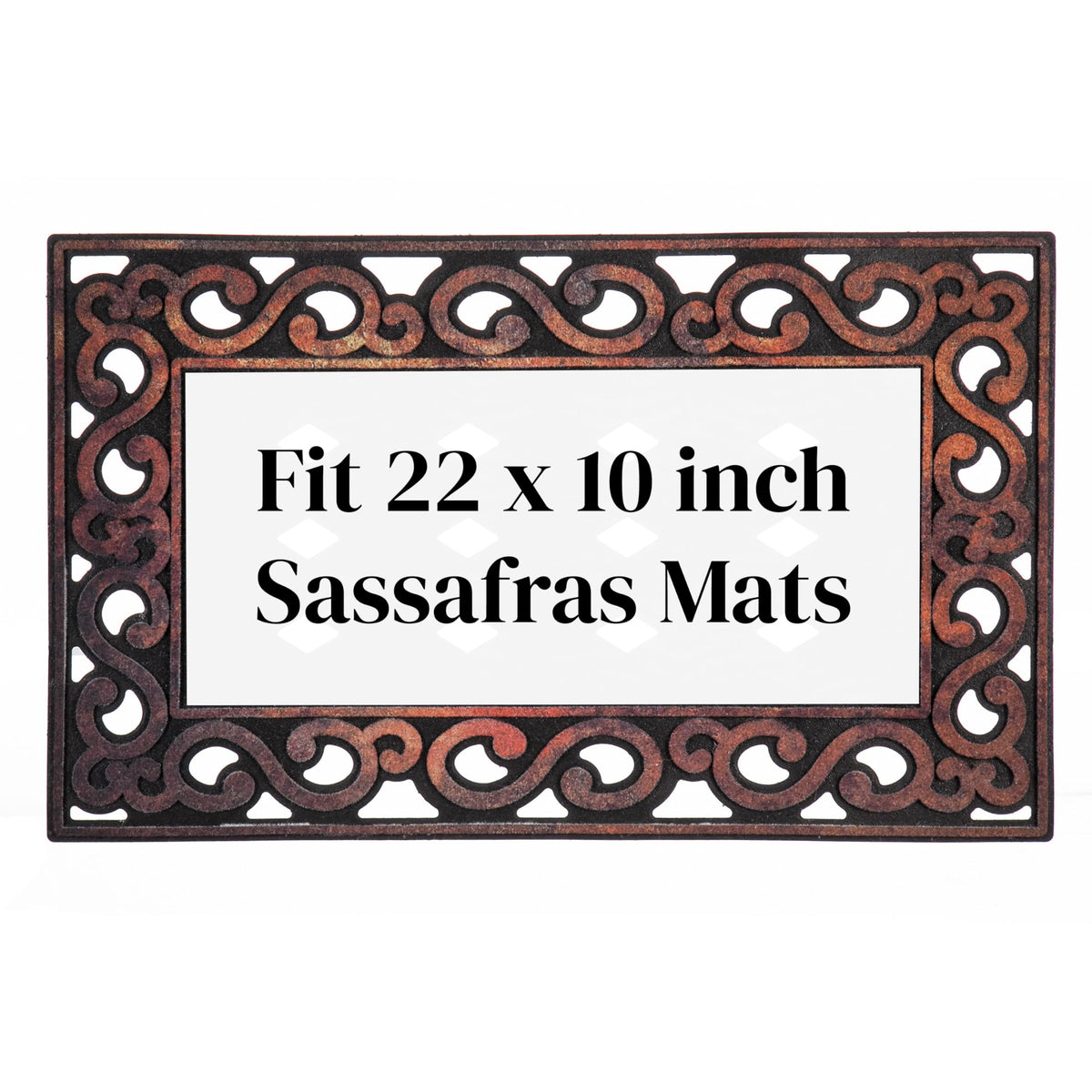 Evergreen Flag Sassafras door mat tray with variegated scroll enhances the entry.