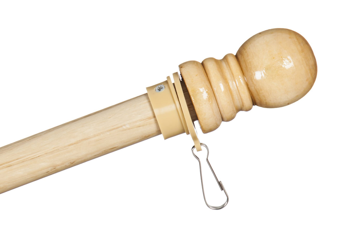 Evergreen Flag solid wood 56 flag pole anti-wrap tube minimizes flutter in wind.