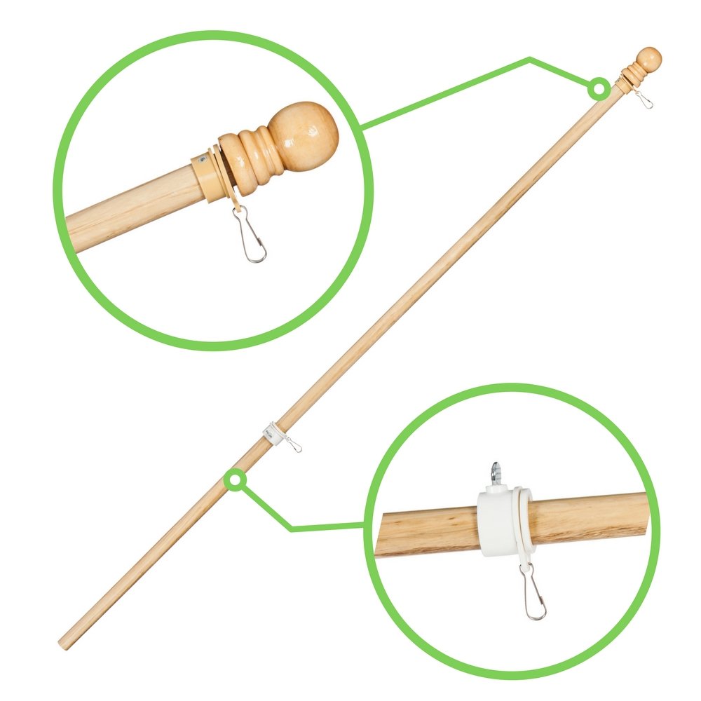 Evergreen Flag solid wood 56 flag pole length showcases full-height yard visibility.