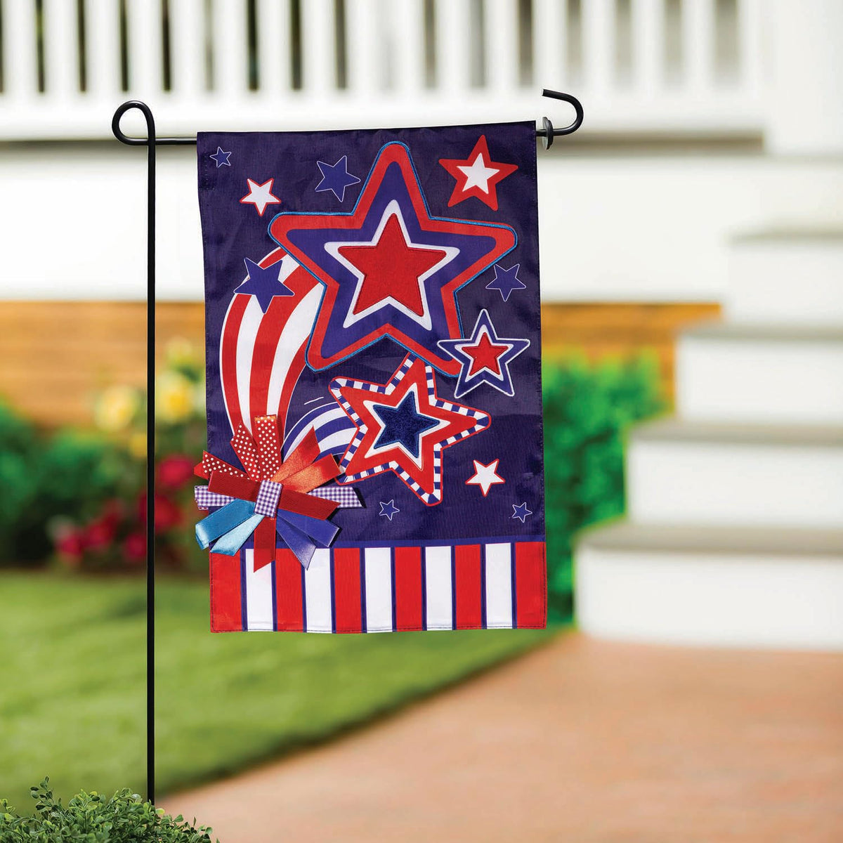 Evergreen Flag stars and stripes garden flag for outdoors, vibrant colors on both sides.