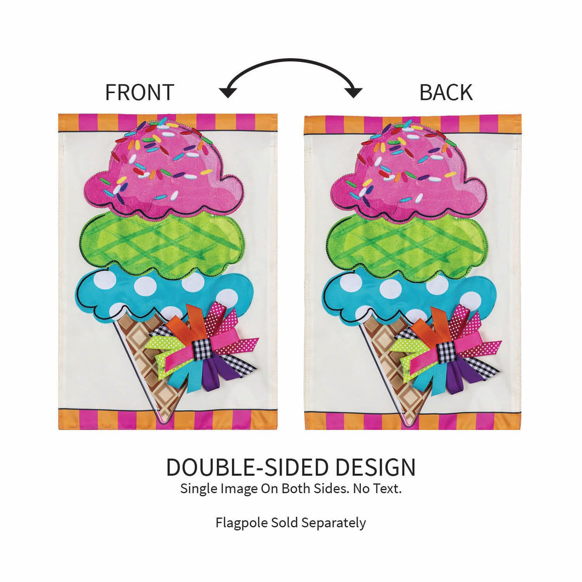 Evergreen Flag summer garden flag featuring ice-cream design for seasonal decor.