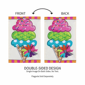 Evergreen Flag summer garden flag featuring ice-cream design for seasonal decor.