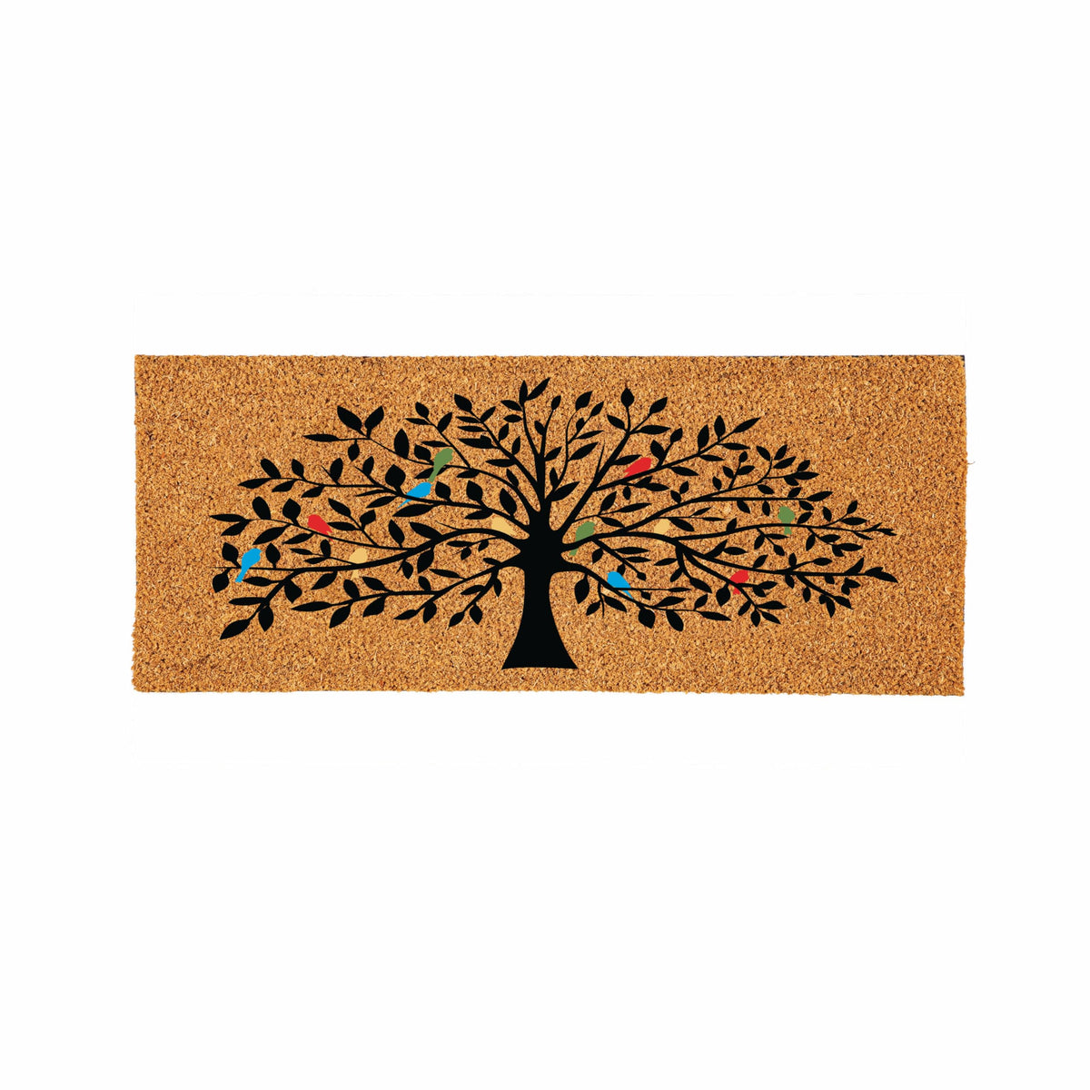 Evergreen Flag Tree of Life coir doormat for outdoor entry, durable welcome.