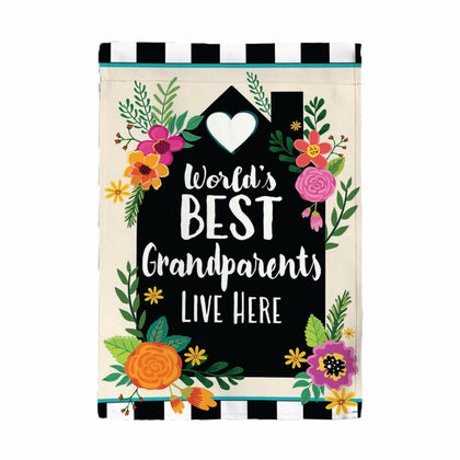 Evergreen Flag Worlds Best Grandparents Garden Flag 12x18 double sided, durable outdoor decor for seasonal welcome.