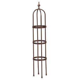Evergreen Garden 5 ft obelisk trellis front view with bronze finish showing floral accents