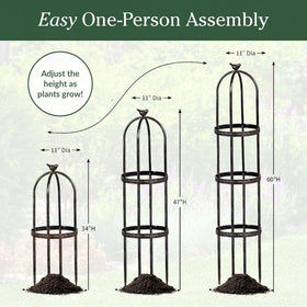 Evergreen Garden adjustable height obelisk adapts to growing space up to 7 feet.