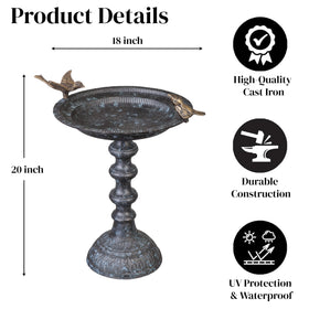 Closeup of leaf embossing on Evergreen Garden bird bath
