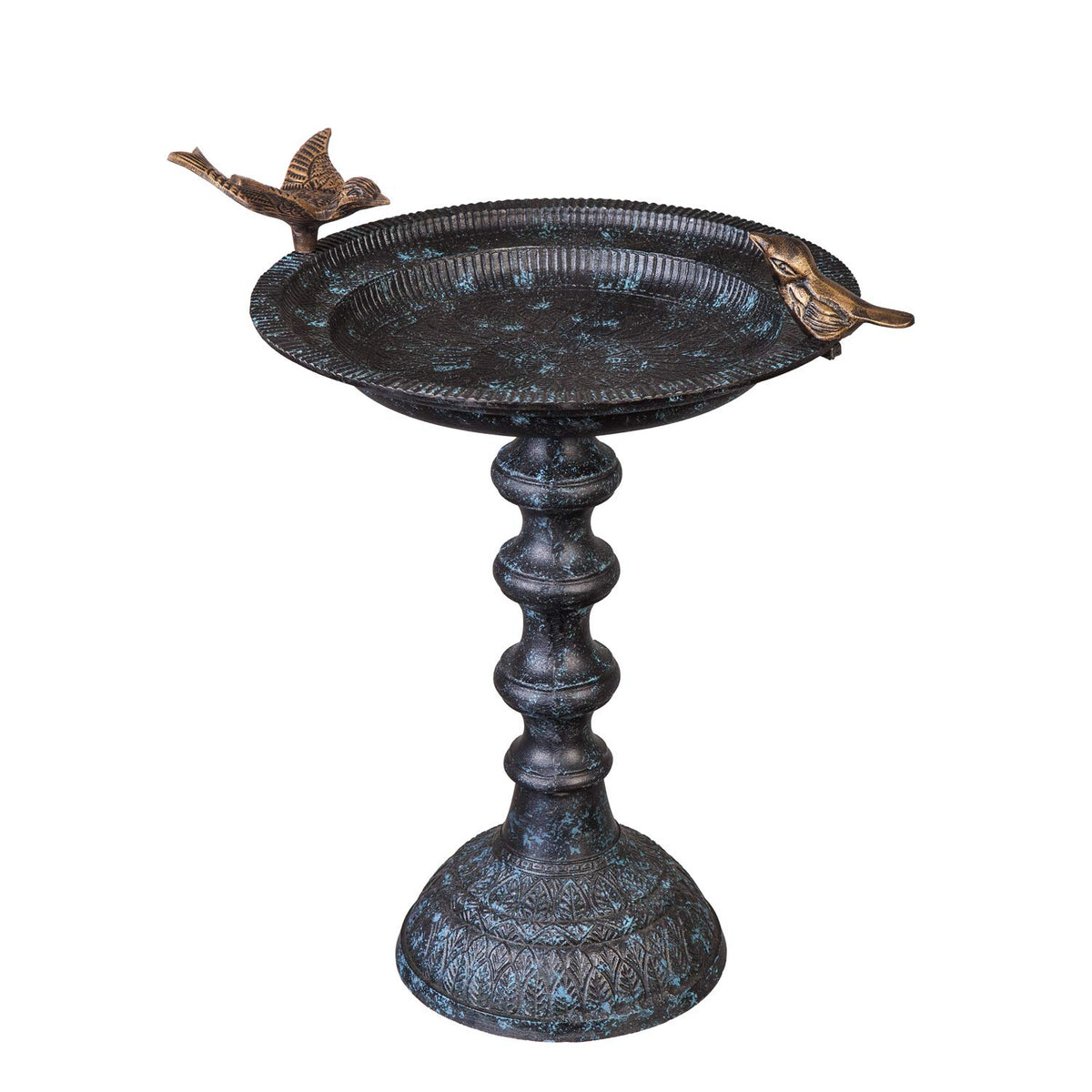 Evergreen Garden bird bath with ornate embossing enhances garden ambiance