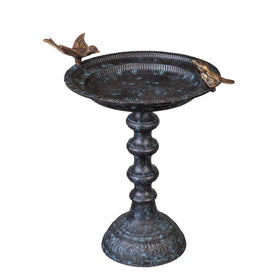 Evergreen Garden bird bath with ornate embossing enhances garden ambiance