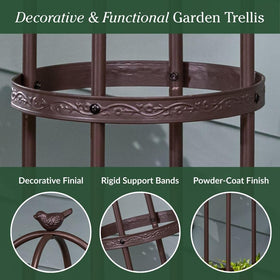Bronze cast-iron bird finial on Evergreen Garden obelisk
