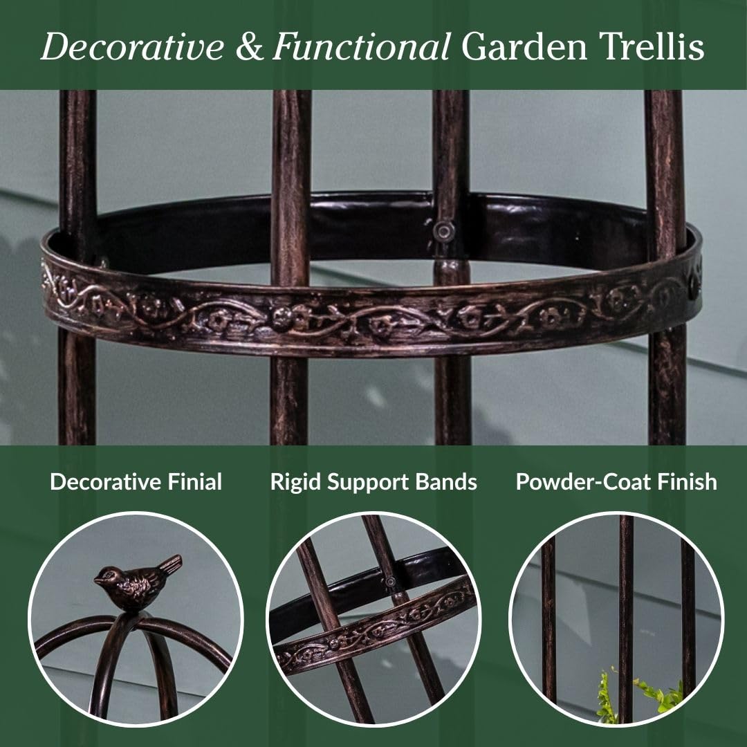 Evergreen Garden cast iron bird finial adds classic English garden charm.