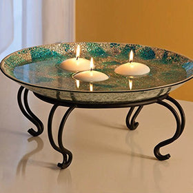 Evergreen Garden pedestal, side view, dark gold finish with black accents for outdoor decor.