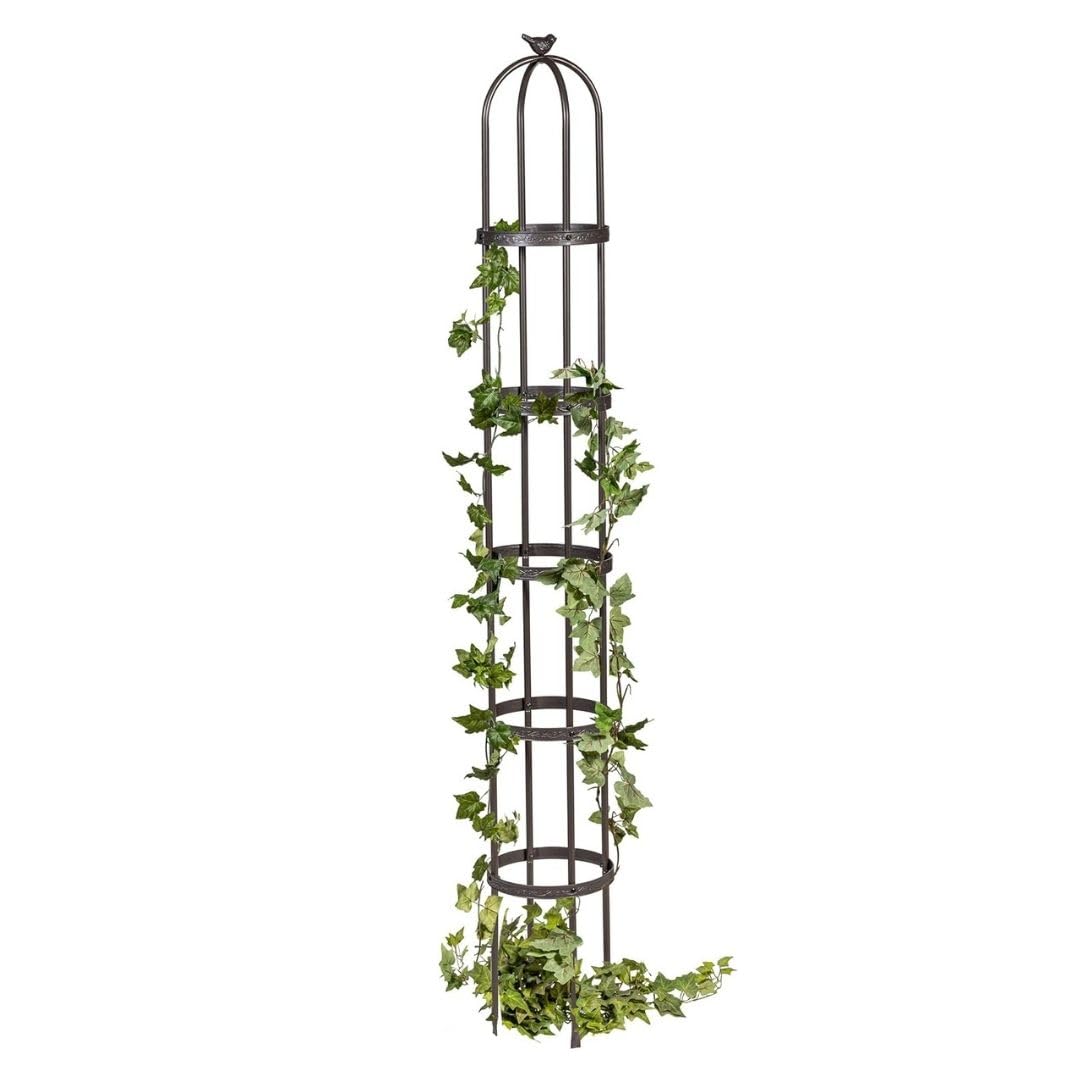 Evergreen Garden obelisk 7ft front view with bronze finish as a garden focal point