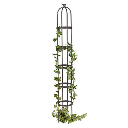 Evergreen Garden obelisk 7ft front view with bronze finish as a garden focal point