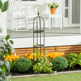 Evergreen Garden floral-pattern band detail adds decorative charm to garden trellis
