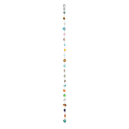 Evergreen Garden rain chain with colorful glass for stylish gutter drainage.